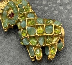Vintage Swoboda Green Peridot Donkey Brooch Red Ruby Eyes Stone Pin