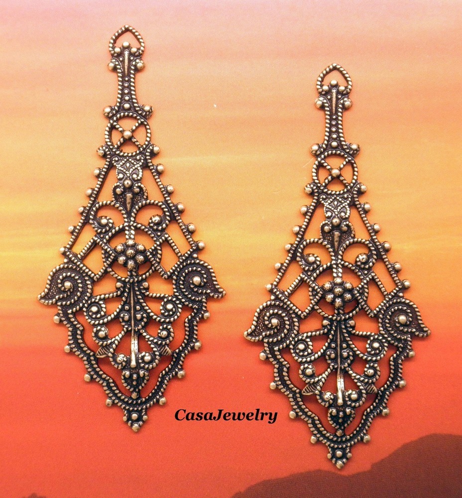 #1750 ANTIQUED GOLD DAPPED OPEN FILIGREE W/TOP HANG RING – 2 Pcs