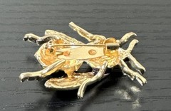 Vintage Gold Tone And Enamel Purple & Yellow Bumblebee Pin Brooch 1.5 In Long