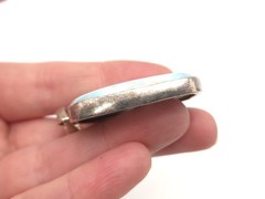 Vintage Sterling Silver Light Blue Larimar Stone Rectangle Square Large Pendant