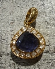 Vintage NOLAN MILLER Gold-Tone Tanzanite Color Pendant #3318
