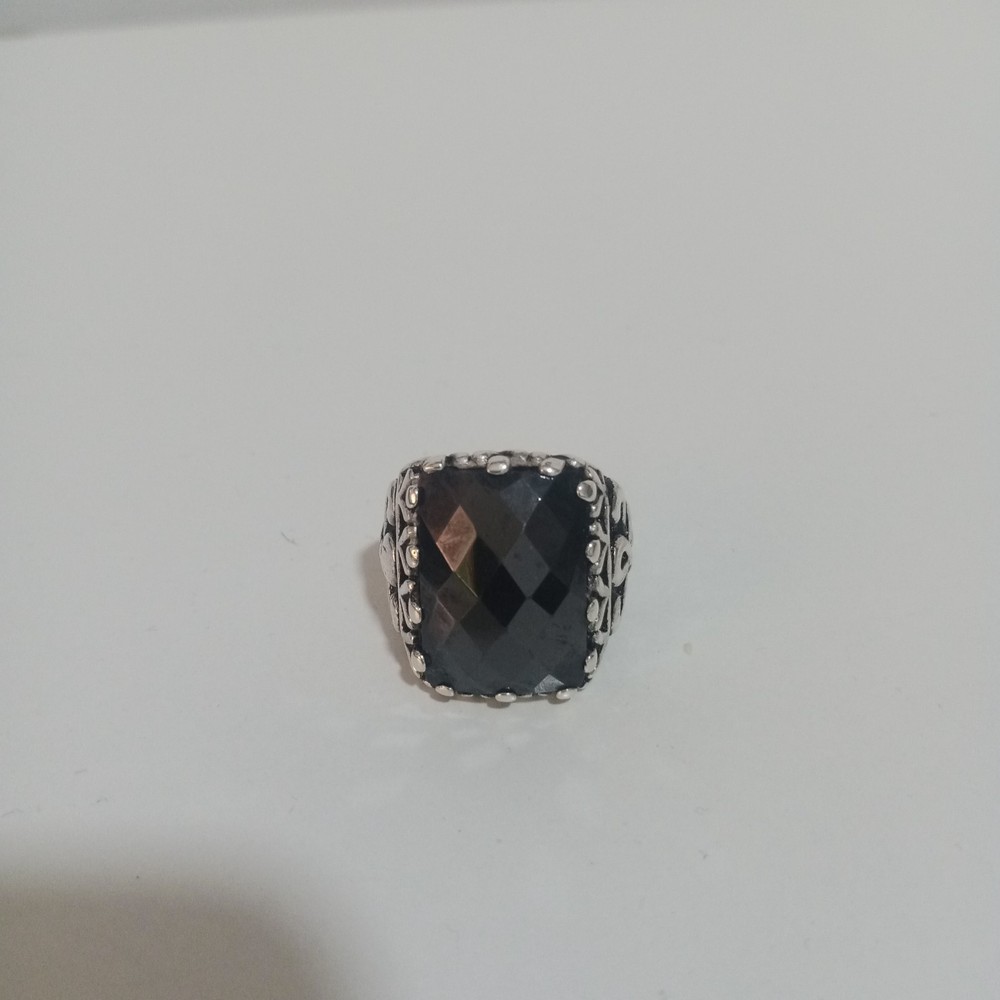 925 Sterling Silver Black Stone Vintage Gothic Ring Size10us 13.28g