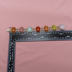 Whitney Kelly Sterling Silver Bracelet Tiger Eye Jasper Gemstones 8.5 in 703f