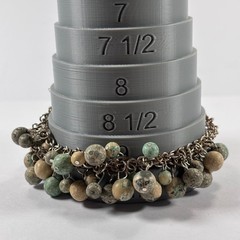 Vintage Multi-Chain Beaded Charm Bracelet Green Tan Swirl Resin Ball Beads 8″