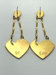 Vintage ART NOUVEAU by Crown Jewelry Gold- Pink Enamel Dangle Pierced Earrings
