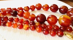 Vintage Rare Bakelite Hefty Red Gold Amber BIG Bead 28” Beaded 100 GM Necklace!