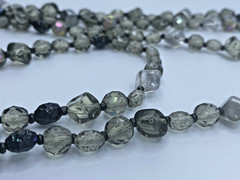 Vintage Smoky Gray Multi Bead Crystal Long Made In Germany Necklace