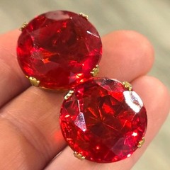 Vintage Red Faceted Glass Clip On Earrings Statement jewelry Glam Retro elegant