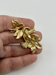Vintage Reindeer Deer Pin Gold Tone Happy Holiday Christmas Costume Brooch