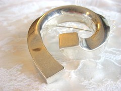 HUGE BOLD OVERSIZED SWIRL CIRCLE PIN MEXICO 925 STERLING SILVER STUDIO PIECE