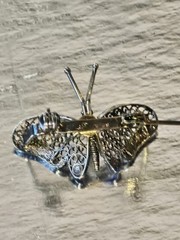 Vintage Art Deco style “Butterfly” brooch: sterling silver,enamel mesh filigree