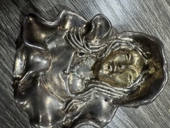 Vintage Sterling Silver LADY REPOUSSE Brooch Ans Pedant