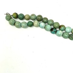 Estate Genuine Hubei Chinese Carved Turquoise .5″ Beads Necklace 33″ Long