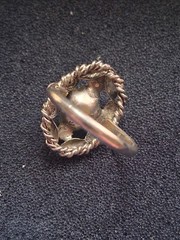 Western Germany pearl & pink rhinestone silver-toned floral ring. SZ 5.75