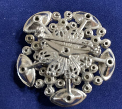80s Blue Rhinestone Fkower Sparkle Brooch Pin Colors 1.5 in