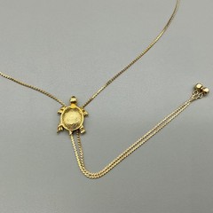 Vintage Avon Necklace Womens Gold Tone Turtle Pendant Adjustable Slide Bolo 24″