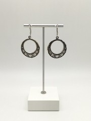 Vintage Sterling Silver Floral Hook Dangle Earrings Marked CM-10 925 Mex 12g #61