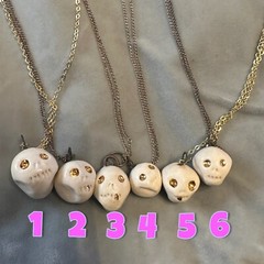 Gothic Halloweeen Skull Necklace (1) White Stone Goth Macabre Costume Cosplay
