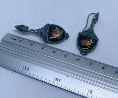 Vintage earrings. USSR porcelain. Hand painted. Enamel.Russian. Finift . 7.99 g.