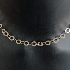 Sterling Silver Chain Necklace Handmade Flatt Hammered Rolo Unique Collar VTG