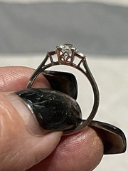 Art Deco c.1930 White Sapphire Diamond 18K White Gold Platinum Ring Sz 5.75
