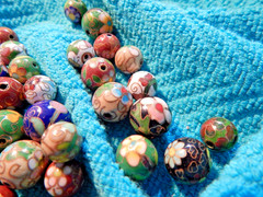 50 Antique Cloisonné Beads From Broken Necklace – 25 @ 9mm & 25 @ 12mm