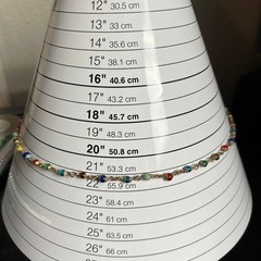 Vintage Multicolor Glass Bead Chain Station Necklace Gold Tone 22″ Minimalist