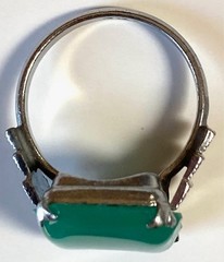 VINTAGE ART DECO CHALCEDONY RING SIZE 4 3/4 VERY ELEGANT VERY NICE SIGNED