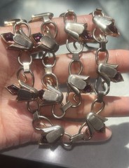 RARE Rose Gold Bell Flower Paste Necklace Bracelet ART DECO Sterling SET 15.25″