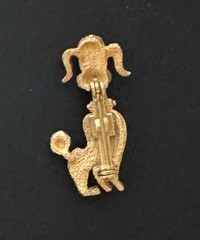 Vintage Poodle Gold tone metal brooch