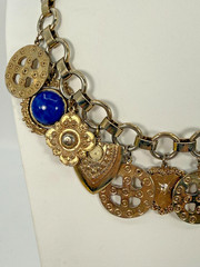 VTG JULIANA D&E Dangling Charm Necklace Pierced Earring Set Ref # 23 Book Pieces