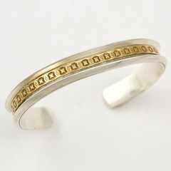 Vintage Artisan Sterling Silver and Brass Cuff Bracelet