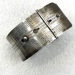 Vintage Sterling Silver Buckle Wide Bracelet Adjustable English