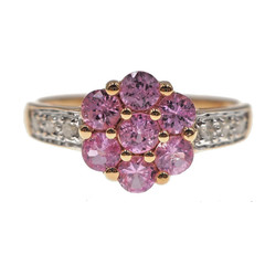 14k Solid Rose Gold Natural Pink Sapphire and Diamond Ring Size 7