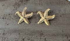 Vintage Avon 1987 1980’s Gold Tone Starfish Statement Stud Earrings 1” Earrings