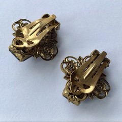 VINTAGE WEST GERMANY BLUE RHINESTONE EARRINGS