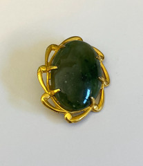 Vintage Signed JJJ 1/20 12K Gold Filled Genuine Jade Brooch Pin