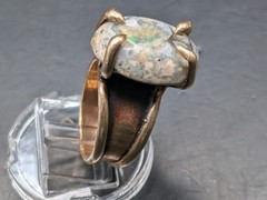 🔥 ANTIQUE 10K GOLD THICK BAND RING BRIGHT GALAXY BOULDER OPAL STONE 8.5 GRAMS