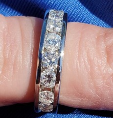 EARTH MINED REAL Diamond Wedding Band SOLID PLATINUM Anniversary Ring Size 5.25
