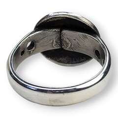 Vintage Artisan Sterling Silver 925 Mercury Head Dime Chrysocolla Ring SZ 11