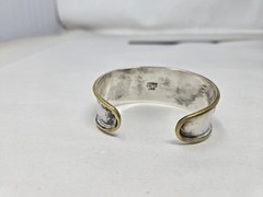 Taxco Sterling Silver Mexico Vintage 2 Tone Elephant Cuff Bracelet Good Luck 30G