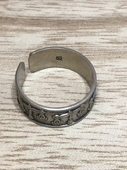 b45. jJj 925 Sterling Vintage LIBRA Zodiac Open Band Ring Adjustable, 3.5g
