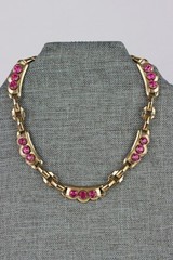 Barclay Gold Tone Choker with Pink Rhinestones, Signed, 58gr