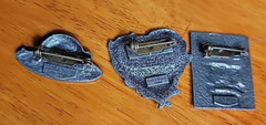 Birds and Blooms 3D lot of 3 Silver Pewter Pin Brooches