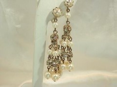 Really FAB Chandelier Channel Set Rhinestone Earrings Vintage 60s 195F0