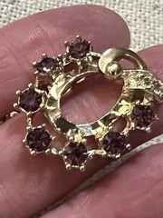 VTG GOLDTONE SCREWBACK EARRINGS RHINESTONES FAUX AMETHYST