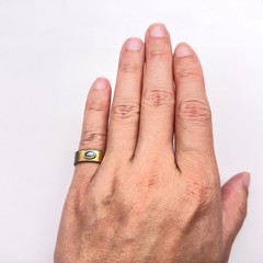 Vintage Modernist 18K Gold Sterling Silver Ring Size 7.25