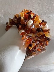 Beautiful Agate And Pearl Bracelet With Beaded Nuggets & Silver Tone Clasp 7.5”