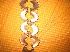 VINTAGE RENOIR COPPER NECKLACE W/ BLACK ENAMEL CRESCENT MOON LINKS