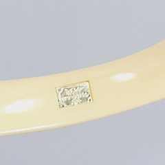 IPPOLITA OFF WHITE RESIN ONYX STERLING SILVER 925 BANGLE 8″ BRACELET NEW LUXURY